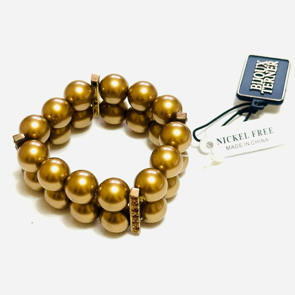 4 /$50 NWT Bijoux Terner Metallic Gold Beaded Bracelet